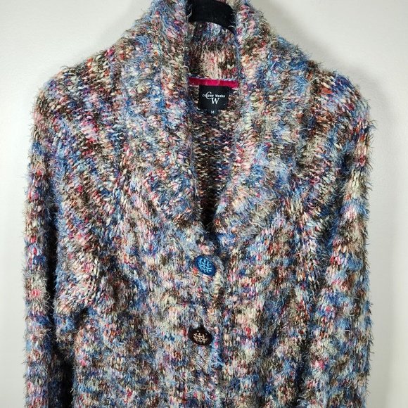 Vintage Colour Works Cardigan Sweater Womens M Multicolor Mohair Space Dye Y2K - Picture 2 of 13